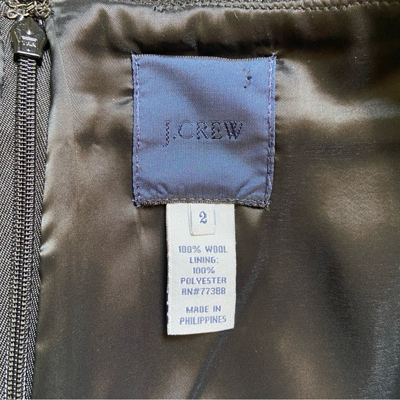 J Crew Black Herringbone Wool Pencil Skirt with Side Button Detail. - Picture 2 of 4